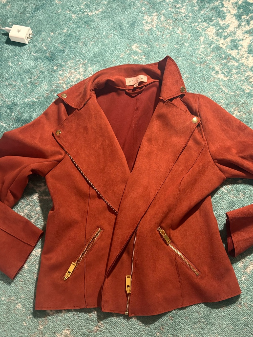 Philosophy Moto Biker Faux Suede jacket Burnt Orange Medium